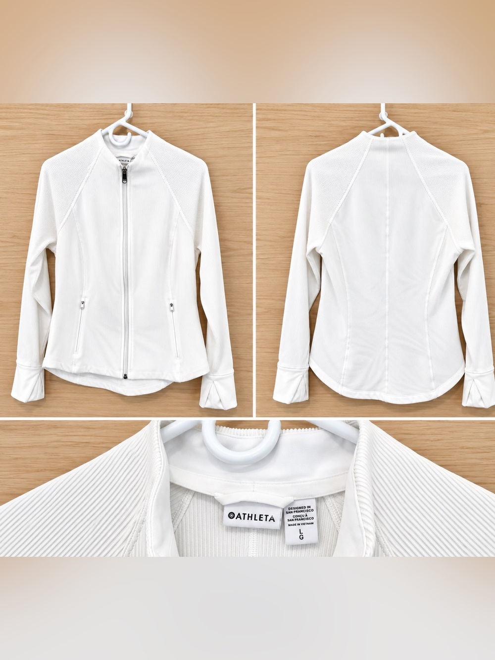 Athleta Salutation Ribbed Jacket • White • Size L